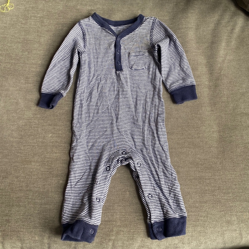 Carter’s Blue White Striped Onsie 6m
